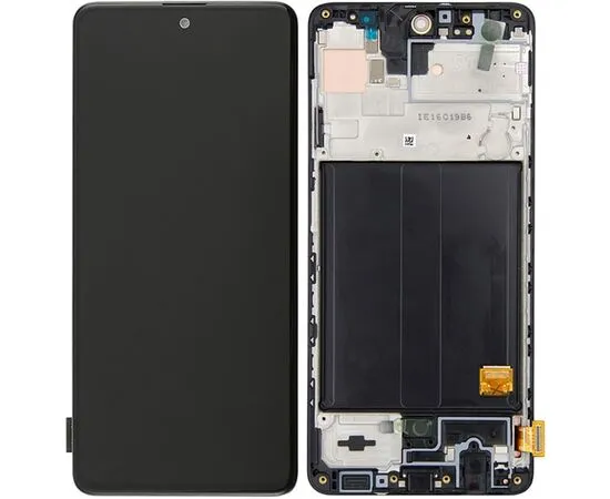 Модуль (сенсор и дисплей) Samsung A51 2020 / A515 черный с рамкой OLED полноразмерный экран, MSS08327 фото 1 