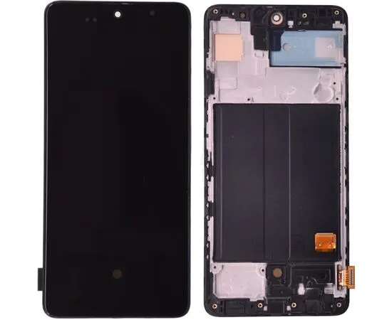 Модуль (сенсор и дисплей) Samsung A51 2020 / A515 черный с рамкой OLED полноразмерный экран, MSS08327 фото 2 