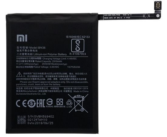 Батарея аккумулятор BN36 для Xiaomi Mi A2/Mi 6x, BS10137 фото 1 