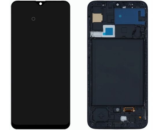 Модуль (дисплей) Samsung A30s 2019 / A307 черный OLED с рамкой, MSS08315F фото 1 