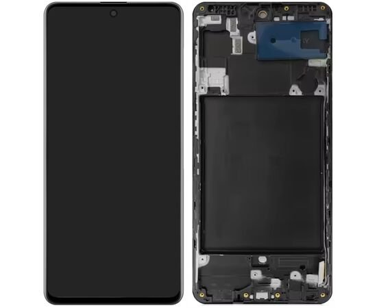 Модуль (дисплей) Samsung A71 2020 / A715 с рамкой черный OLED полноразмерный, MSS08321FOS фото 1 